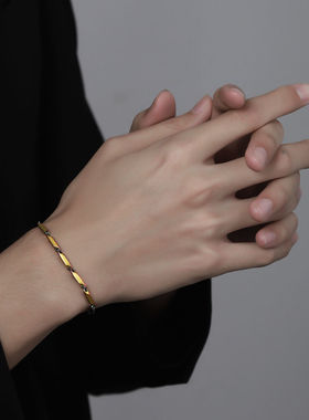 炫彩淬火手链男女简约嘻哈高级感手链ins小众设计钛钢手链男款