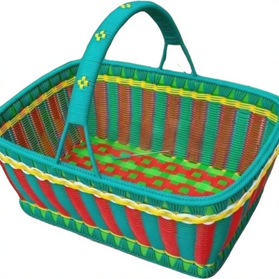 手工塑料长方形手编提篮买菜购物篮拜仿藤条礼篮手工编织篮子厨房