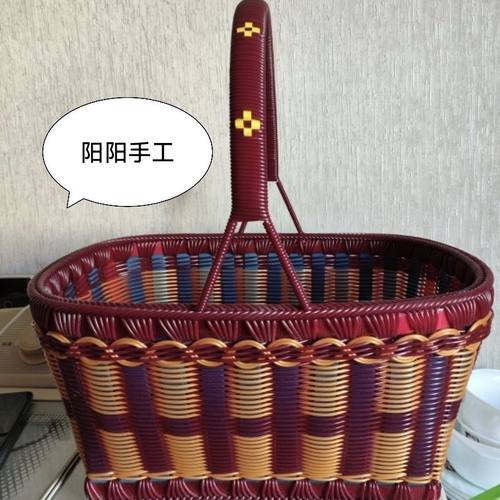 手编提篮手工编织篮子家用拜神篮子塑料长方形圆形篮藤条手提