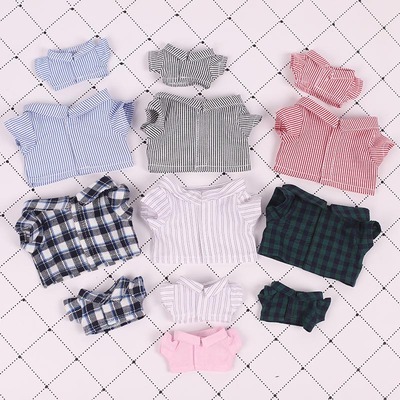 20CM娃衣衬衣15厘米衬衣棉花娃娃衣服公仔公版白衬衣10厘米黑衬衣