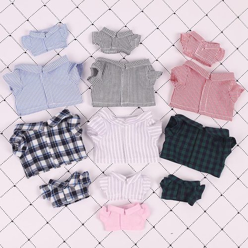 20CM娃衣衬衣15厘米衬衣棉花娃娃衣服公仔公版白衬衣10厘米黑衬衣