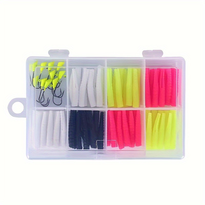 80件/盒 钓鱼软饵 路亚微物假饵铅头钩套装