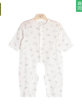 3折拉比新款新生儿夏季纱布开裆连体衣宝宝纯棉薄哈衣LREAA14801