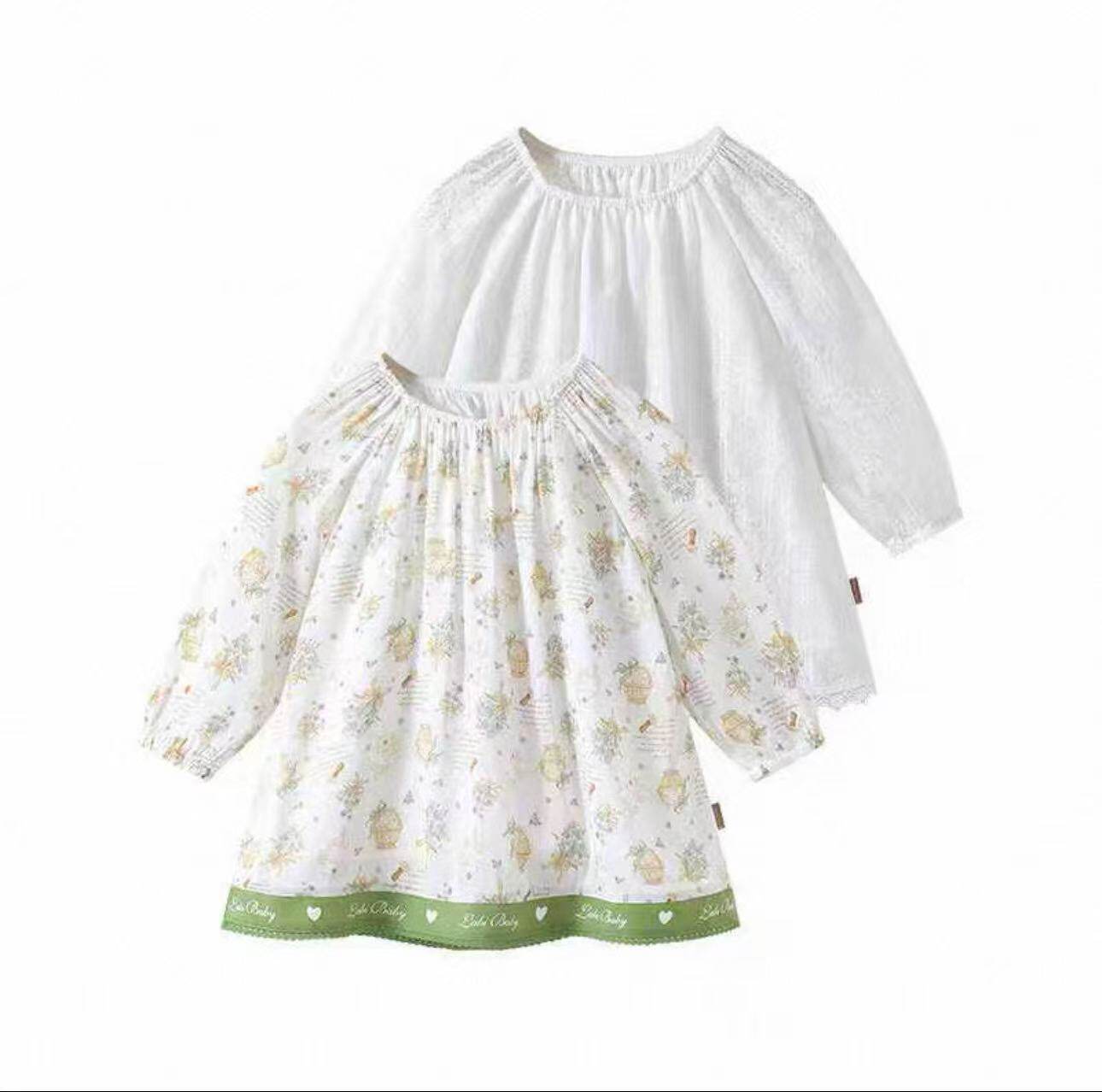 【商场同款】拉比长袖童装裙子新夏季女童户外短袖休闲反领连衣裙