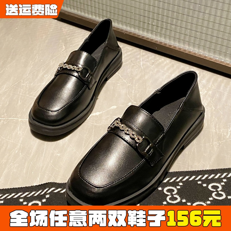 小皮鞋女英伦复古配裙