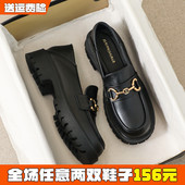 女鞋 厚底小皮鞋 41到43 英伦乐福鞋 大码 女春高级感2026新款 软皮单鞋