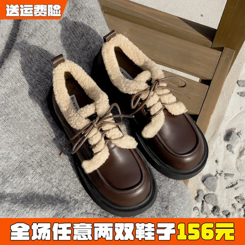 真皮加绒小皮鞋女百搭乐福鞋
