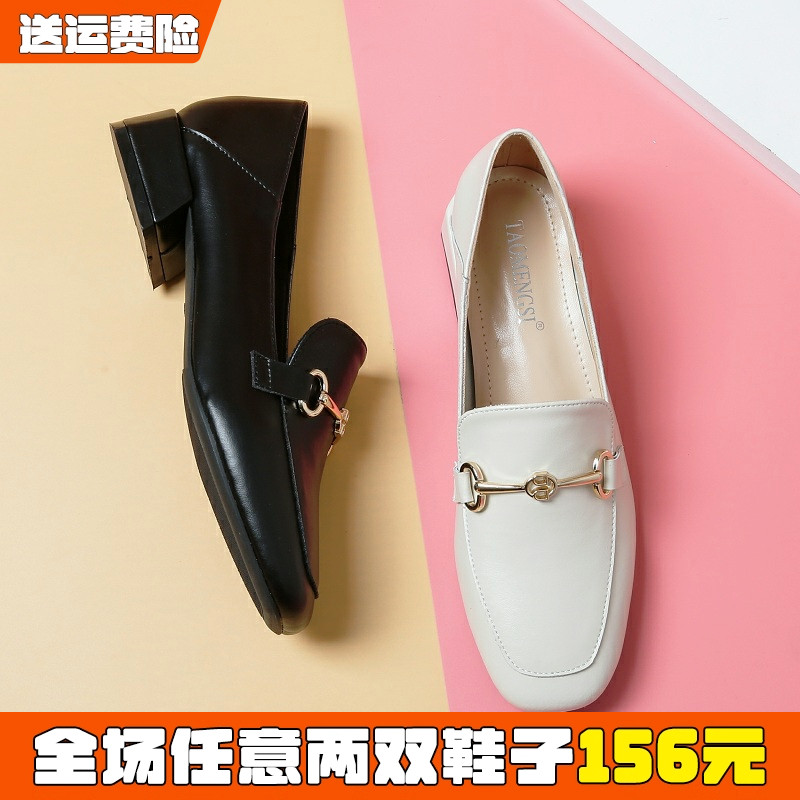 单鞋女2025秋季复古百搭中跟加宽