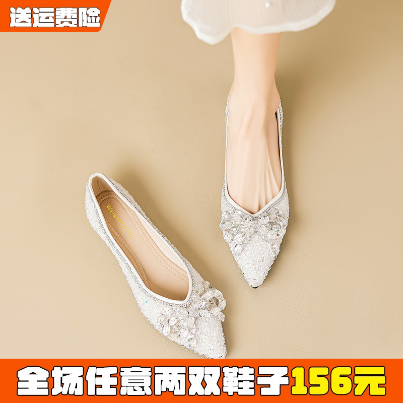 尖头平底鞋软底豆豆鞋单鞋