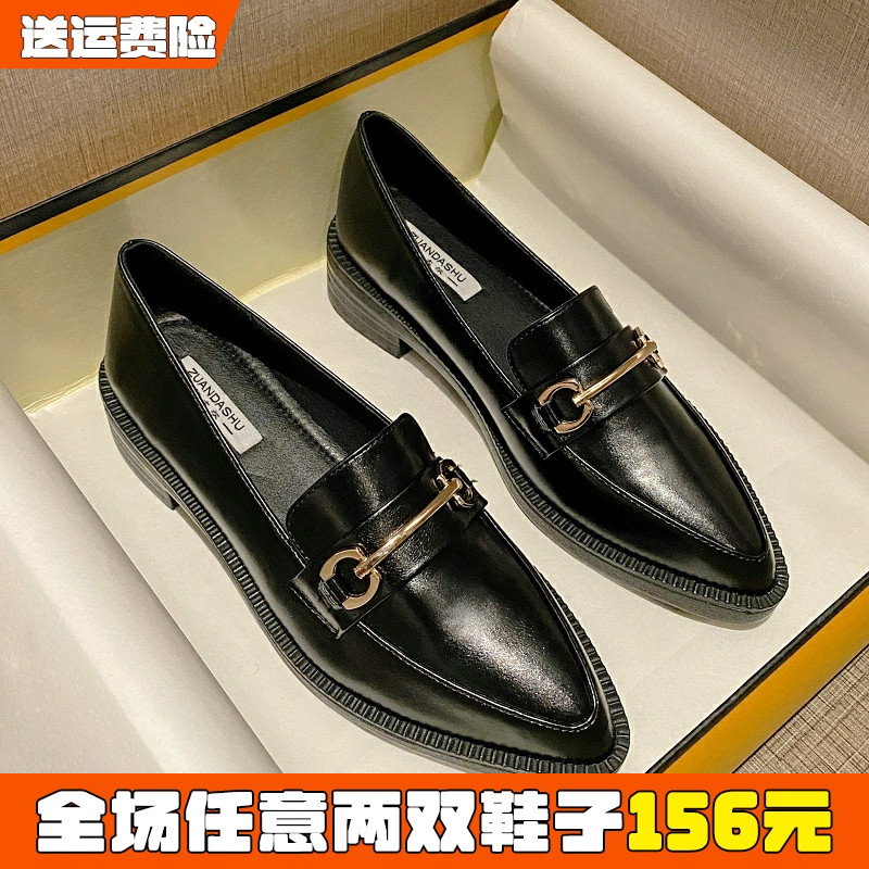 乐福鞋百搭风中跟大码女鞋