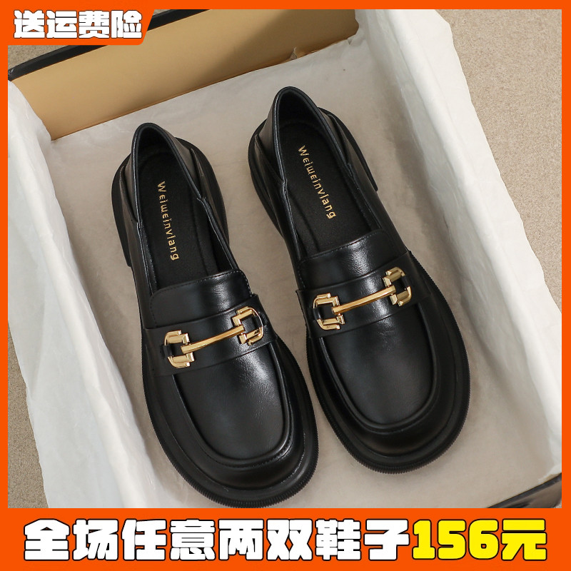 英伦风黑色小皮鞋乐福鞋