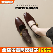 女鞋 复古软底玛丽珍鞋 41到43 通勤小皮鞋 大码 女春季 一字扣平底单鞋