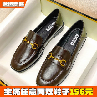 女秋百搭2025新款 女鞋 平底单鞋 大码 41到43 一脚蹬乐福鞋 英伦小皮鞋