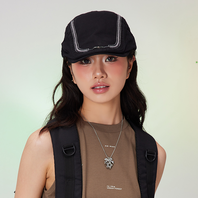 出游贝雷帽前进帽显脸小复古夏季