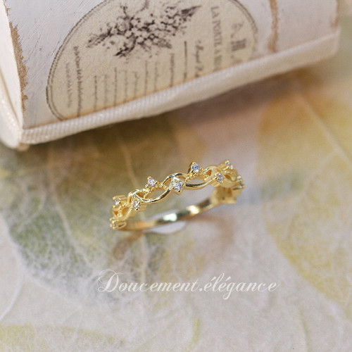 《花枝蔓藤》桃奈町 agete日系轻奢 镀金18k 精美花环 小众戒指女