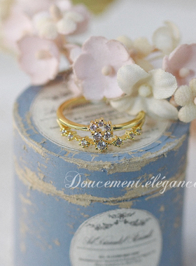 agete温柔软妹风戒指女镀金18k