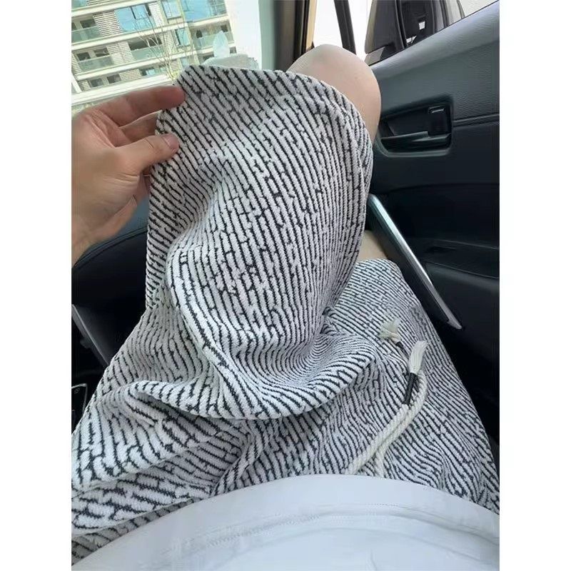 斑马纹小香风情侣短裤男款夏季运动休闲薄款五分裤高级感痞帅中裤