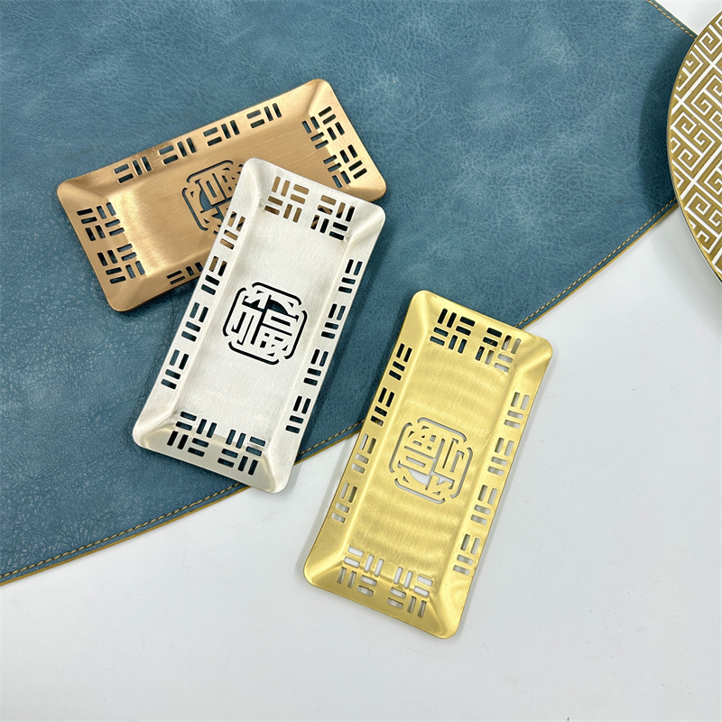 不锈钢福系列毛巾碟配套餐厅酒店商用台面筷托毛巾盘牙签盒纸巾盒