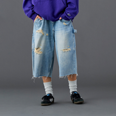 【官方直营】Liberaiders DAMAGED DENIM BUGGY水洗牛仔中裤26SS