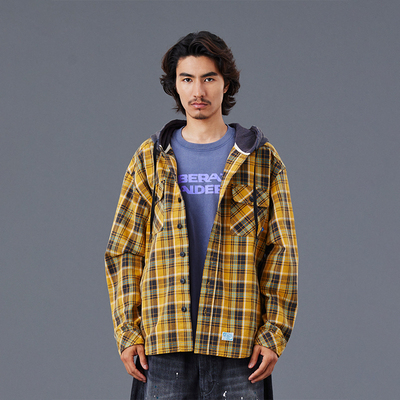 【官方直营】Liberaiders HOODED PLAID休闲格纹连帽衬衫外套25FW