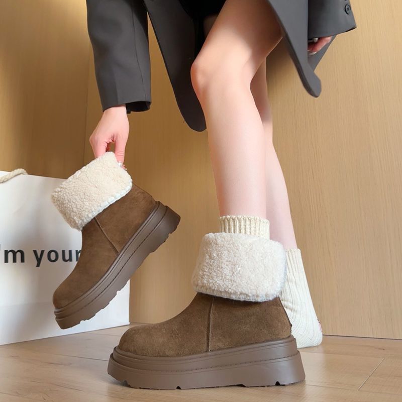 厚底增高 6CM小个子勃肯雪地靴女2025冬季两穿加绒加厚中筒靴棉鞋