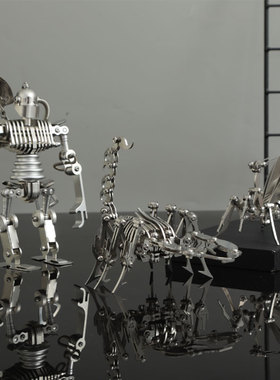 赛博朋克风螳螂摆件机械机器人电竞房科技感不锈钢工业风汽车模型