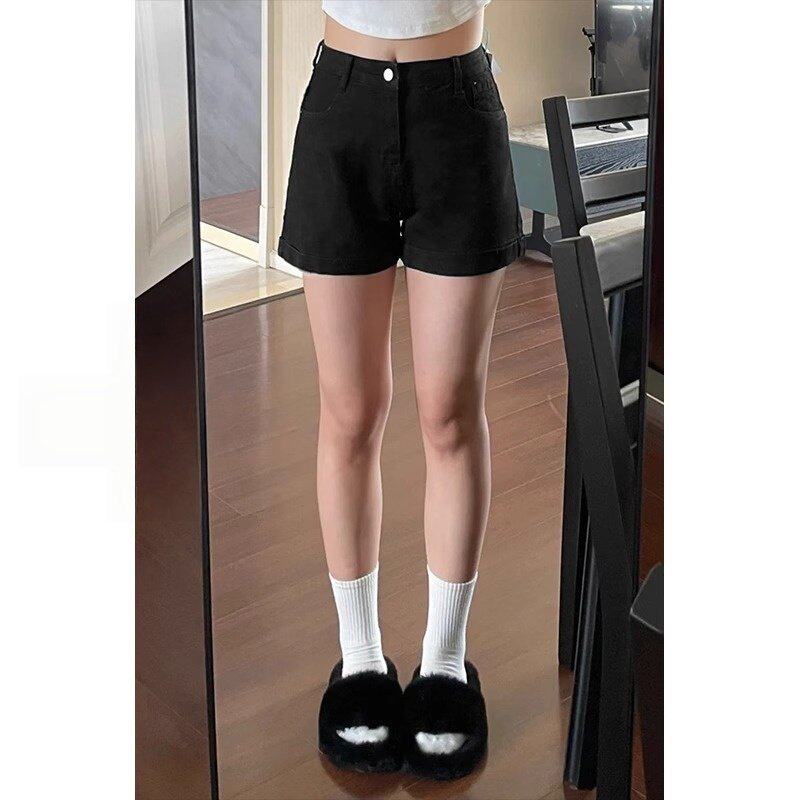 黑色高腰夏薄大码显瘦牛仔短裤