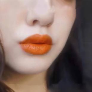 显白防掉桔女人哑光滋润白 正橘色 橘黄孕妇口红不沾李嘉琪推荐