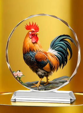 大吉大利公鸡水晶摆件生日礼物