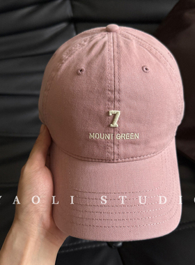 YAOLI刺绣数字7大头围显脸小棒球帽子女2025年春新款遮阳鸭舌帽韩