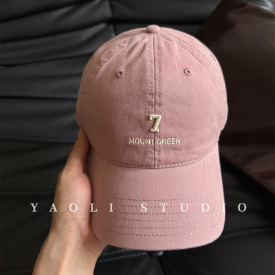 YAOLI刺绣数字7大头围显脸小棒球帽子女2025年春新款遮阳鸭舌帽韩