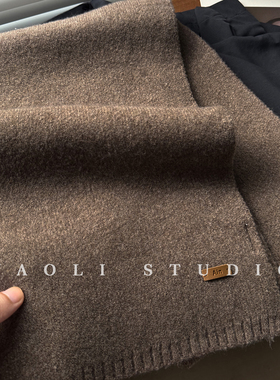 YAOLI可可棕～韩系软糯纯色针织Ain皮标围巾女秋冬保暖防寒围脖男