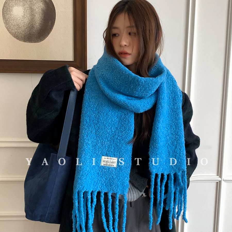YAOLI羊标刺绣围巾～很韩的含羊毛流苏披肩女秋冬保暖防寒围脖潮
