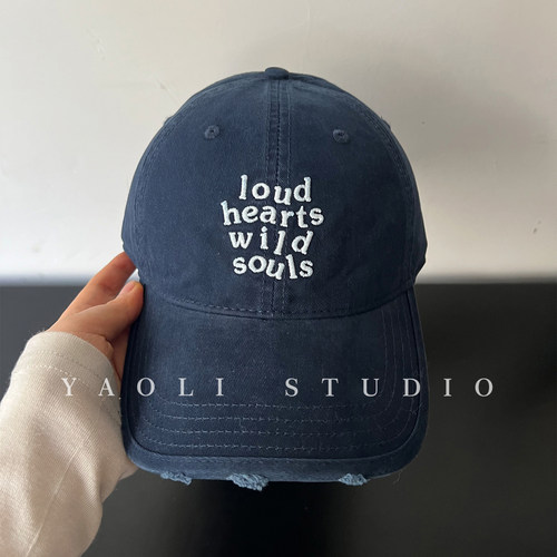 YAOLI美式复古loud刺绣棒球帽子女户外遮阳显脸小水洗鸭舌帽男潮