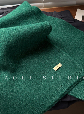 YAOLI松柏绿～韩系软糯纯色针织Ain皮标围巾女秋冬保暖防寒围脖男