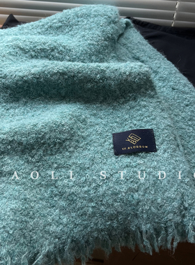 YAOLI湖蓝色～韩系羊驼绒圈圈纱毛边围巾女秋冬保暖披肩围脖男韩