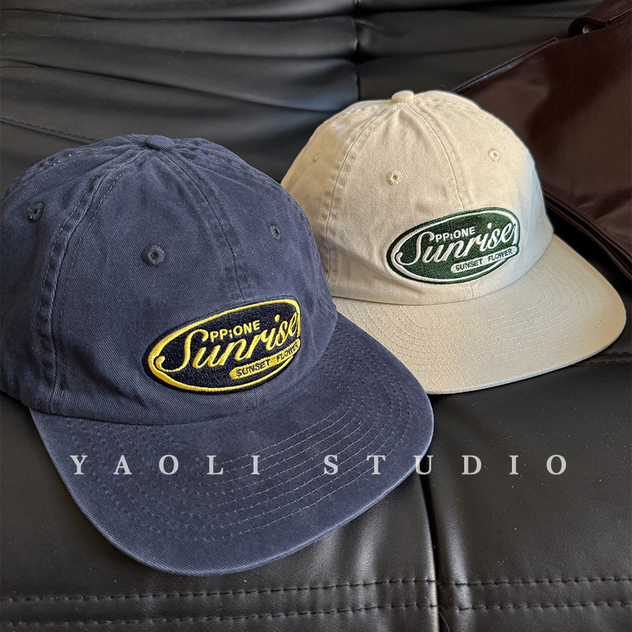 YAOLI美式复古sunrise刺绣平沿棒球帽子女户外遮阳街头鸭舌帽男潮