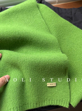 YAOLI青蔓绿～韩系软糯纯色针织Ain皮标围巾女秋冬保暖防寒围脖男