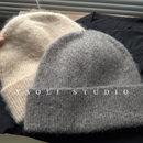 YAOLI韩系纯色针织毛绒套头帽子女秋冬保暖大头围显脸小冷帽男潮