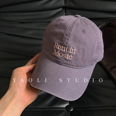YAOLI美式复古Rent刺绣棒球帽子女韩系遮阳大头围显脸小鸭舌帽男