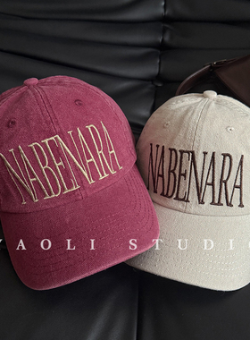 YAOLI美式复古NAB刺绣棒球帽子女户外遮阳大头围显脸小鸭舌帽男潮