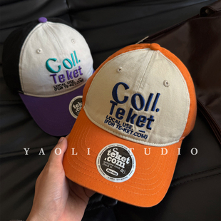 YAOLI美式 复古coll字母刺绣棒球帽子女遮阳大头围显脸小鸭舌帽男