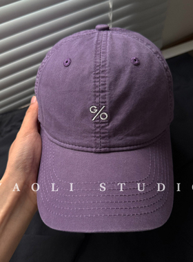 YAOLI水洗棉%刺绣大头围显脸小棒球帽子女美式复古情侣软顶鸭舌帽
