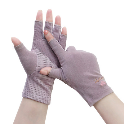 美甲防黑夏季开车防晒棉春秋手套