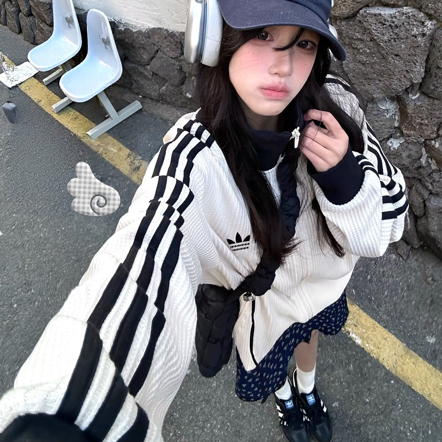 2026新款美式撞色条纹拉链外套