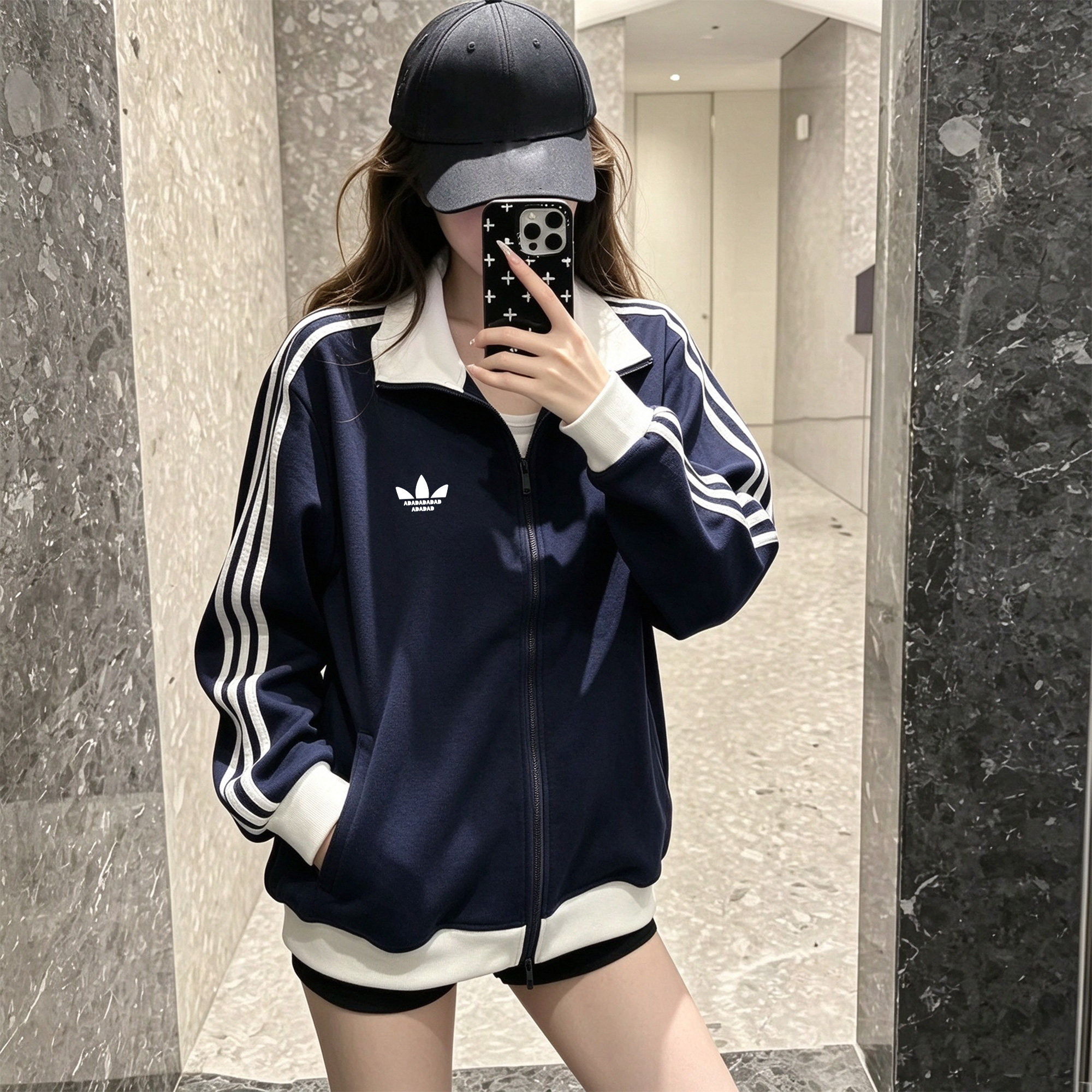 三条杠复古运动立领短外套女