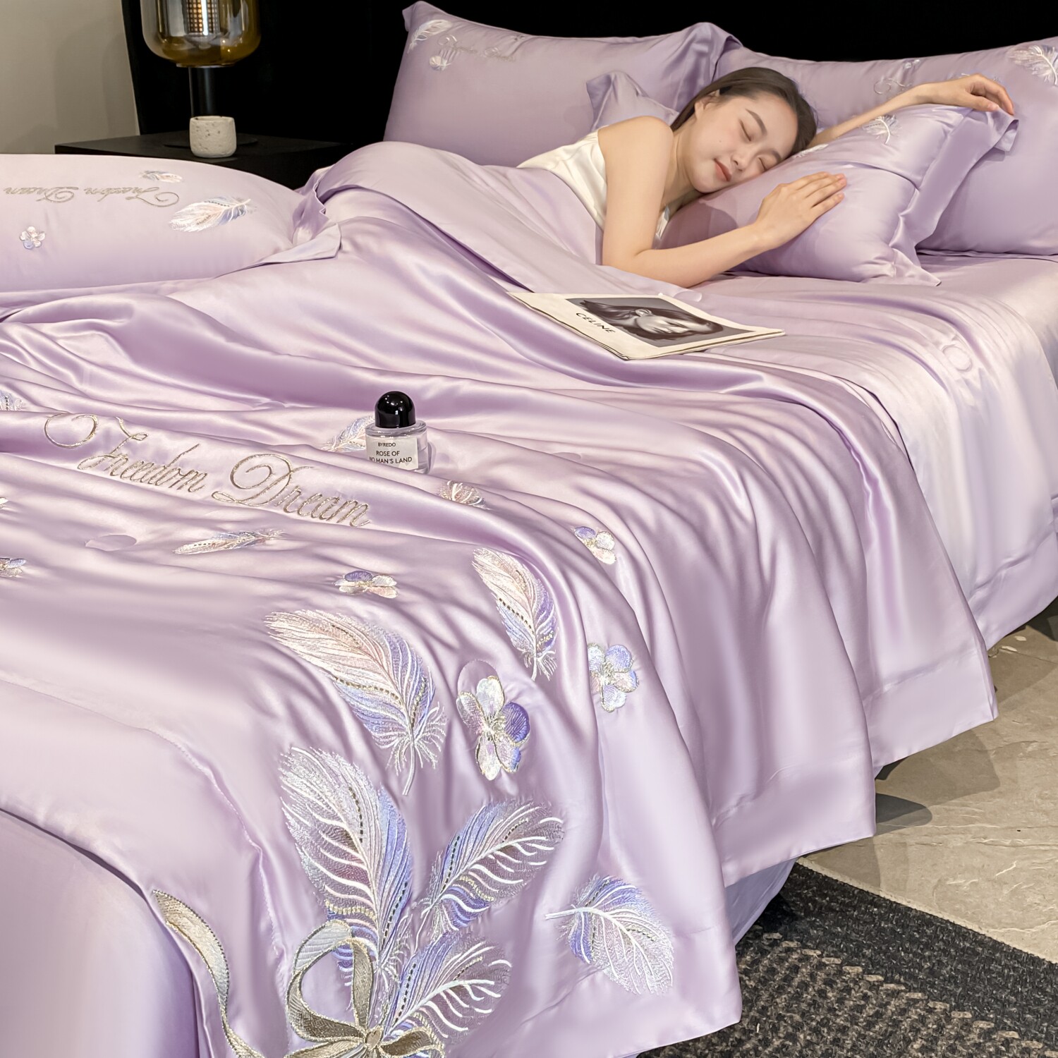 夏季凉感A类冰丝夏凉被四件套裸睡真丝薄被双面天丝空调被可机洗4