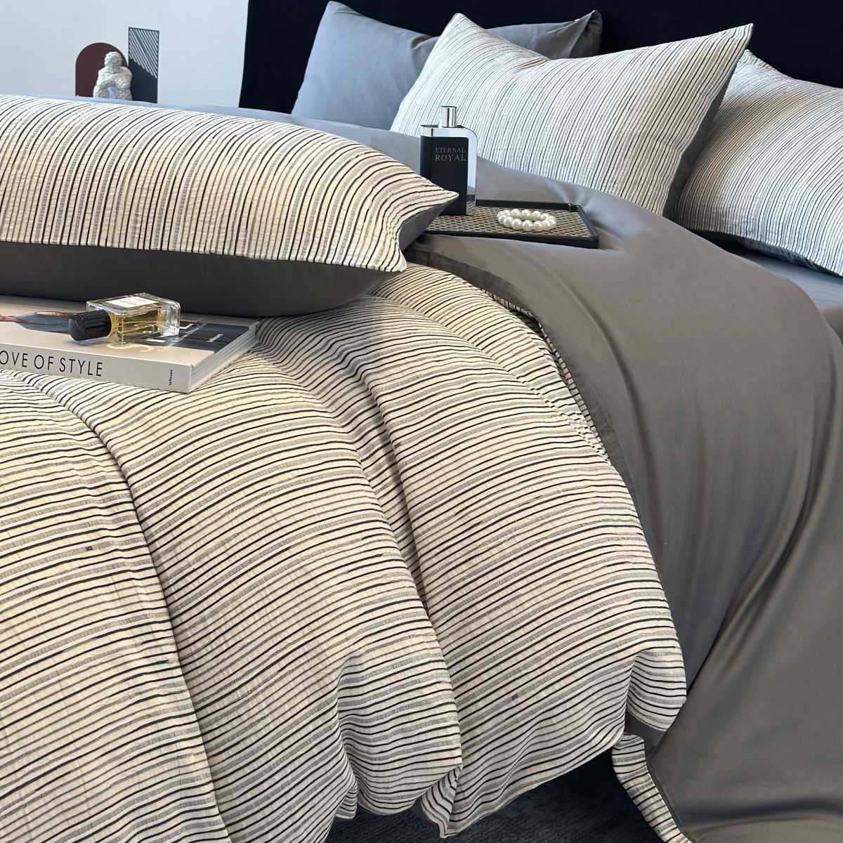 极简日式A类全棉华夫格裸睡四件套100纯棉被套床单床笠床上用品4