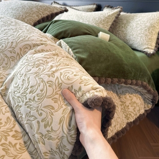 防静电保暖A类雕花牛奶绒四件套加厚珊瑚绒被套冬季 烂花床上用品4