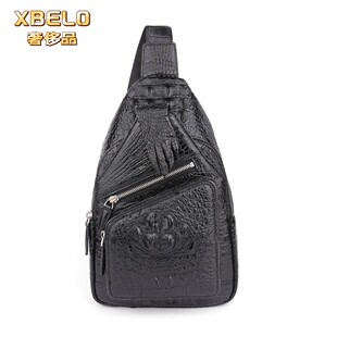XBELO品鳄鱼皮胸包男士真皮单肩包休闲斜挎包商务通勤男包包